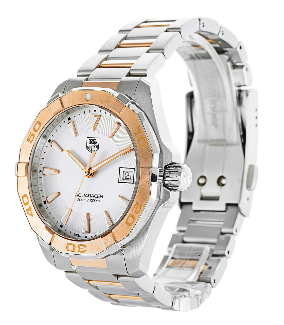 Tag Heuer Aquaracer 41mm Quartz White Dial Silver Strap Watch for Men - WAY1150.BD0911 Watches Tag Heuer   