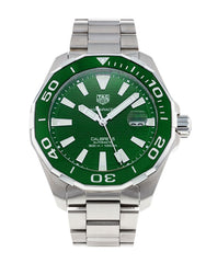 Tag Heuer Aquaracer Calibre 5 Green Dial Silver Steel Strap Watch for Men - WAY201S.BA0927 Watches Tag Heuer   