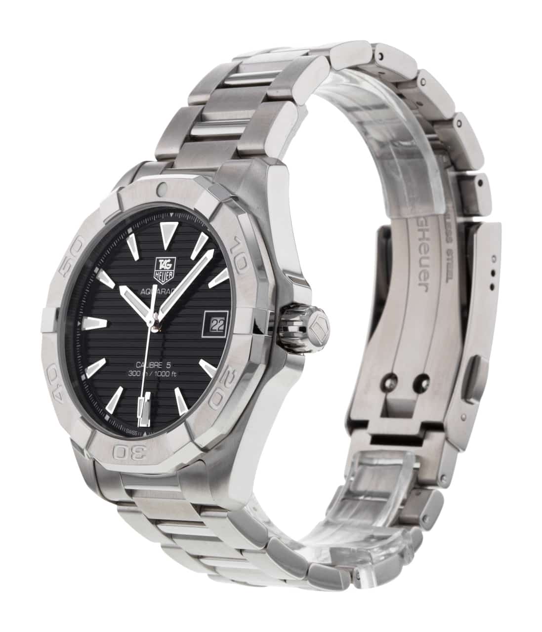 Tag Heuer Aquaracer Automatic 41mm Black Dial Silver Steel Strap Watch for Men - WAY2110.BA0928 Watches Tag Heuer   