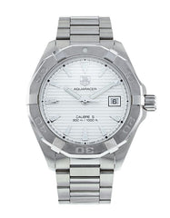 Tag Heuer Aquaracer Automatic 41mm White Dial Silver Steel Strap Watch for Men - WAY2111.BA0928 Watches Tag Heuer   