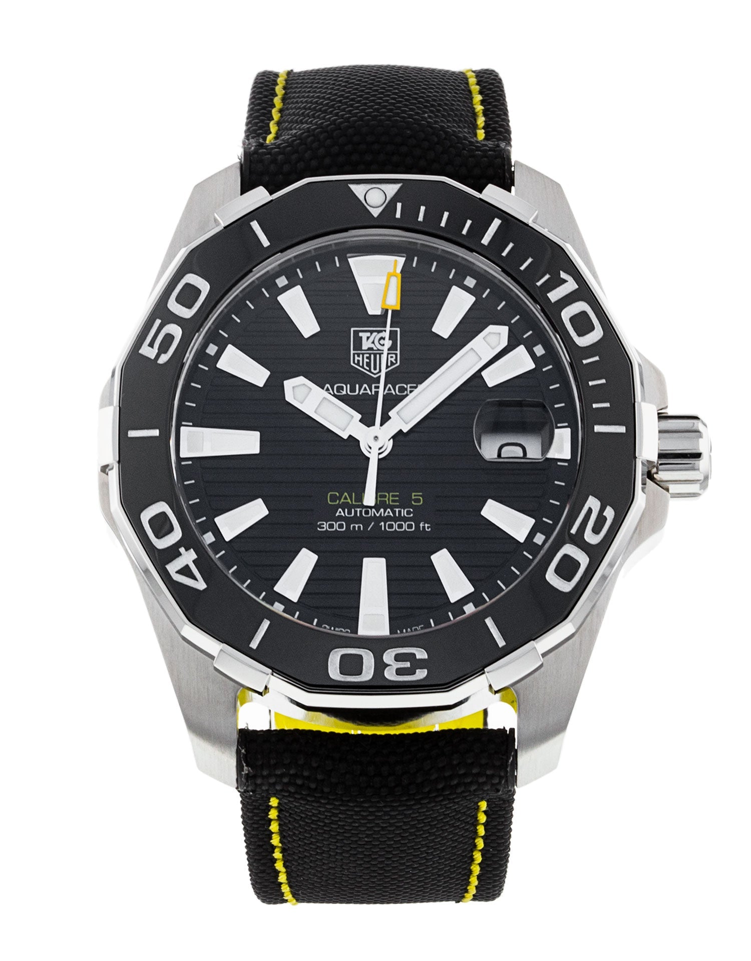 Tag Heuer Aquaracer Calibre 5 Automatic 41mm Black Dial Black Nylon Strap Watch for Men - WAY211A.FC6362 Watches Tag Heuer   