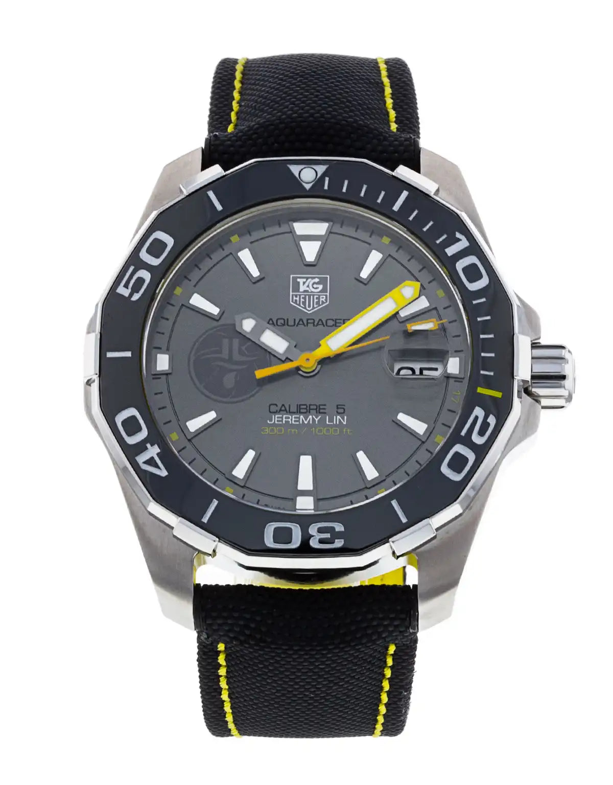 Tag Heuer Aquaracer Jeremy Lin Special Edition Grey Dial Black Nylon Strap Watch for Men - WAY211F.FC6362 Watches Tag Heuer   