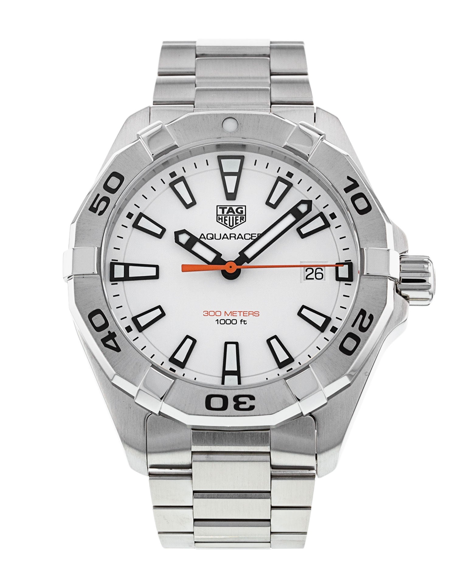 Tag Heuer Aquaracer Quartz 41mm White Dial Silver Steel Strap Watch for Men - WBD1111.BA0928 Watches Tag Heuer   