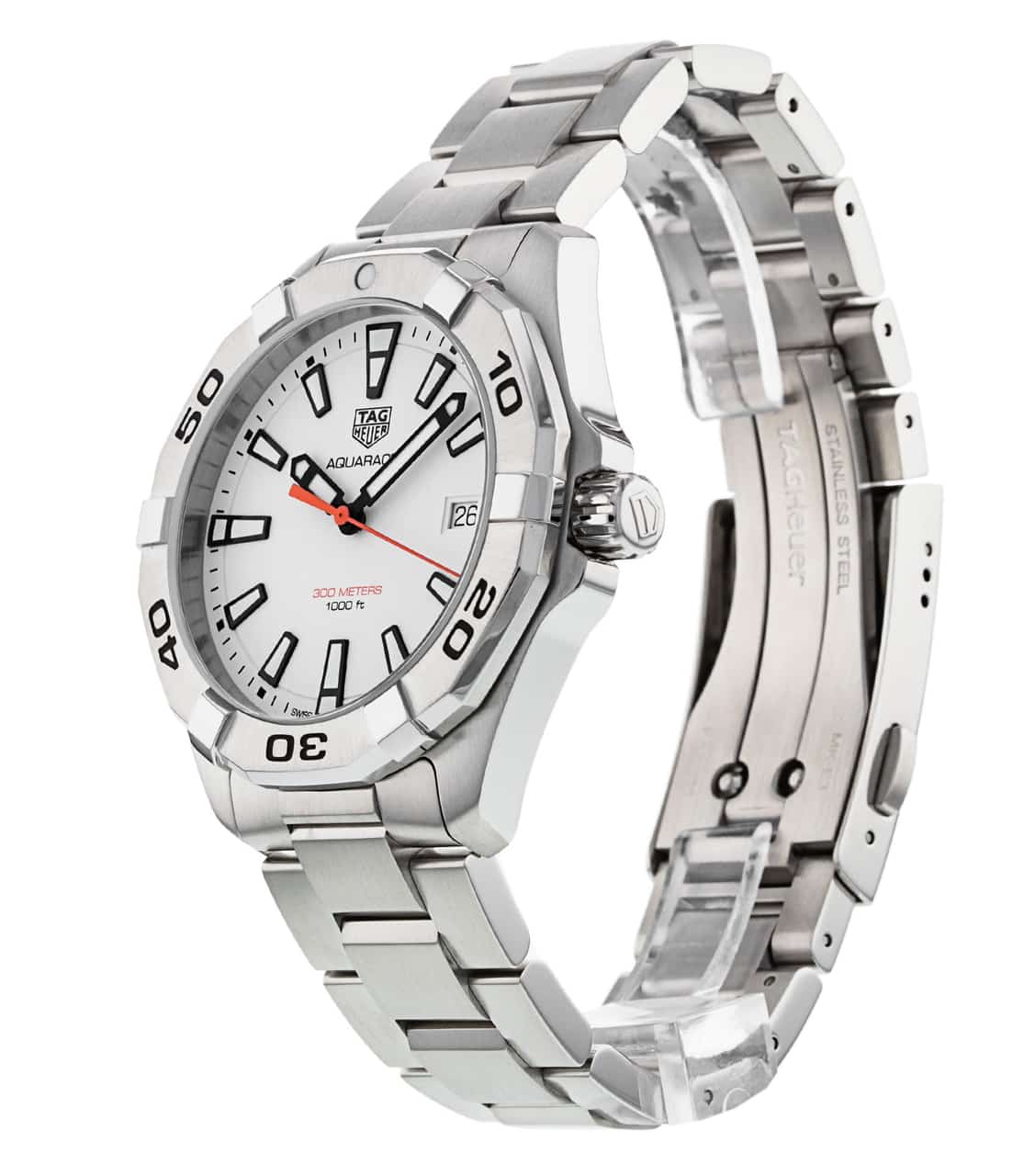 Tag Heuer Aquaracer Quartz 41mm White Dial Silver Steel Strap Watch for Men - WBD1111.BA0928 Watches Tag Heuer   