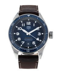 Tag Heuer Autavia Calibre 5 42mm Automatic Blue Dial Brown Leather Strap Watch for Men - WBE5116.FC8266 Watches Tag Heuer   