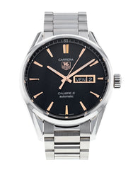 Tag Heuer Carrera Calibre 5 Automatic Black Dial Silver Steel Strap Watch for Men - WAR201C.BA0723 Watches Tag Heuer   