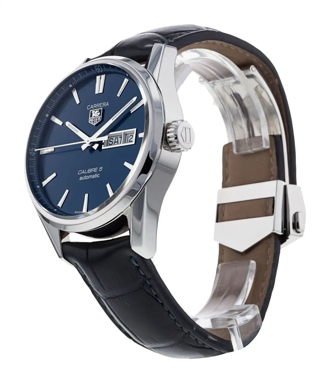 Tag Heuer Carrera Calibre 5 Automatic Blue Dial Blue Leather Strap Watch for Men - WAR201E.FC6292 Watches Tag Heuer   