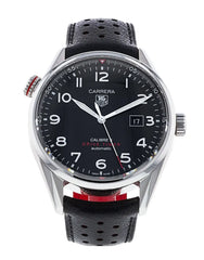 Tag Heuer Carrera Calibre 5 Drive Timer Black Dial Black Leather Strap Watch for Men - WAR2A10.FC6337 Watches Tag Heuer   