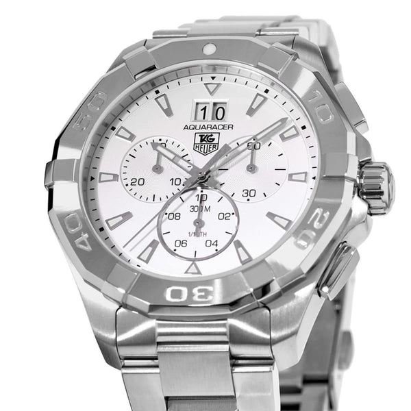 Tag Heuer Aquaracer 43mm White Dial Steel Strap Watch for Men - CAY1111.BA0927 Watches Tag Heuer   