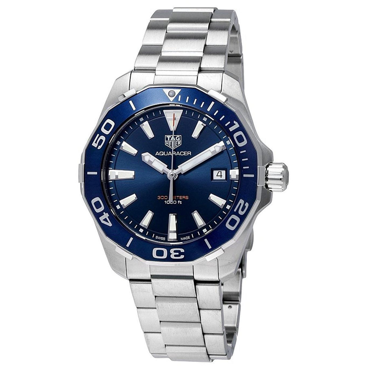 Tag Heuer Aquaracer 43mm Blue Dial Silver Steel Strap Watch for Men - WAY101C.BA0746 Watches Tag Heuer   