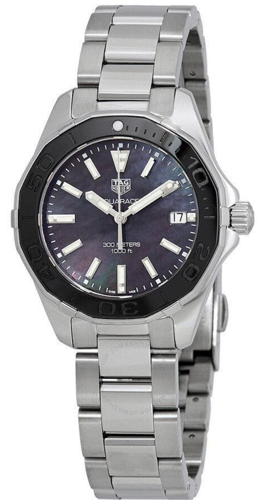 Tag Heuer Aquaracer Quartz 35mm Black Dial Silver Steel Strap Watch for Women - WAY131K.BA0748 Watches Tag Heuer   