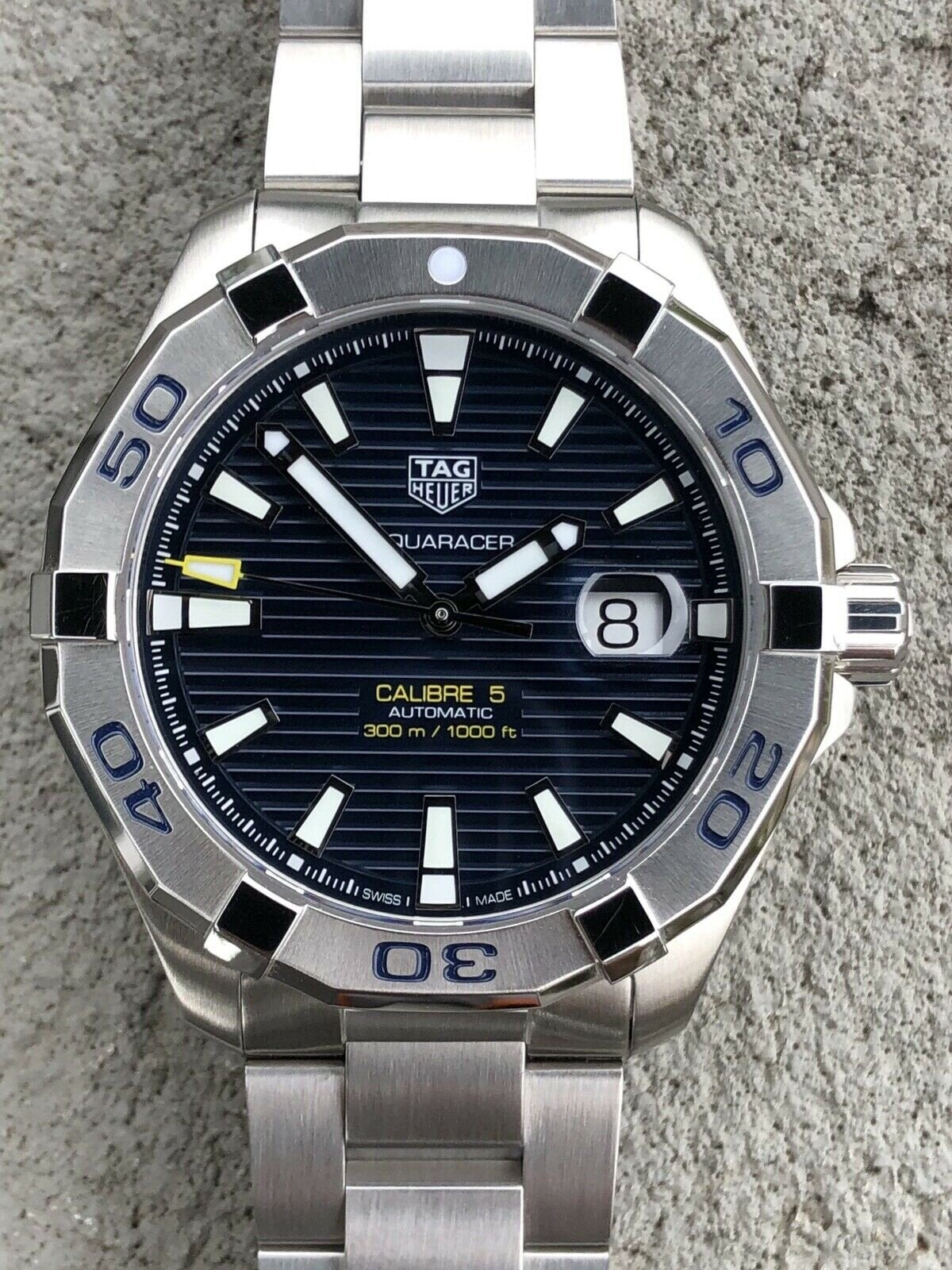 Tag Heuer Aquaracer Calibre 5 Automatic Blue Dial Silver Steel Strap Watch for Men - WAY2012.BA0927 Watches Tag Heuer   