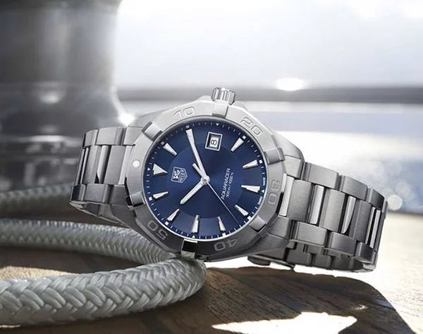 Tag Heuer Aquaracer 41mm Quartz Blue Dial Silver Steel Strap Watch for Men - WAY1112.BA0928 Watches Tag Heuer   