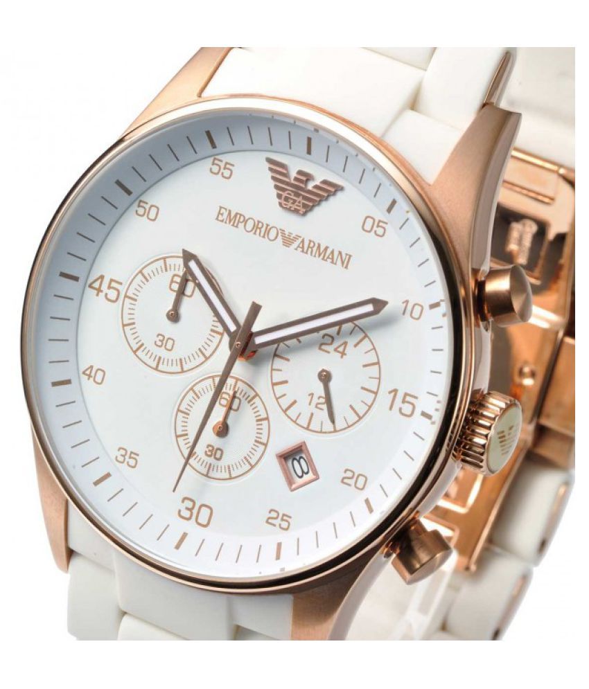 Emporio Armani Sportivo White Dial White Rubber Strap Watch For Men - AR5919 Watches Emporio Armani   