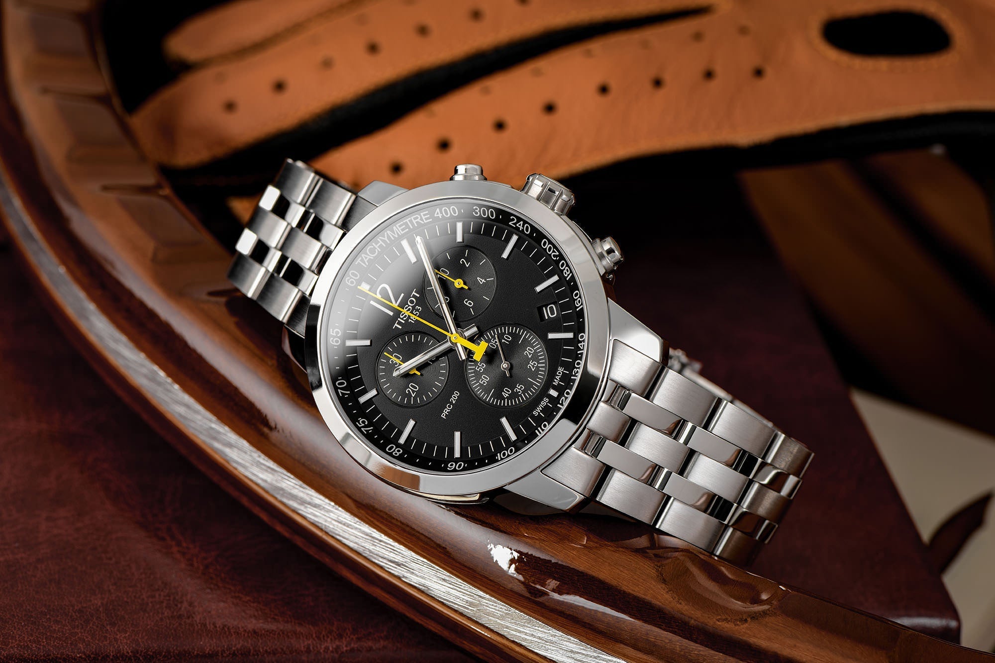 Tissot PRC 200 Chronograph Black Dial Silver Stainless Steel Watch For Men - T114.417.11.057.00 Watches Tissot   