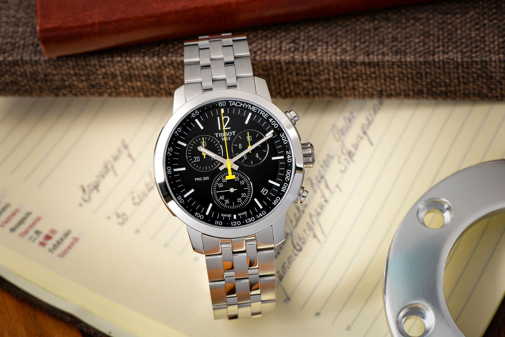 Tissot PRC 200 Chronograph Black Dial Silver Stainless Steel Watch For Men - T114.417.11.057.00 Watches Tissot   