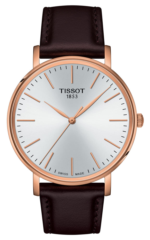 Tissot Everytime Gent Silver Dial Brown Leather Strap Watch for Men - T143.410.36.011.00 Watches Tissot   