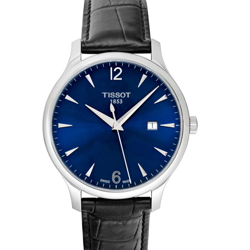 Tissot T Classic Tradition Blue Dial Black Leather Strap Watch For Men - T063.610.16.047.00 Watches Tissot   