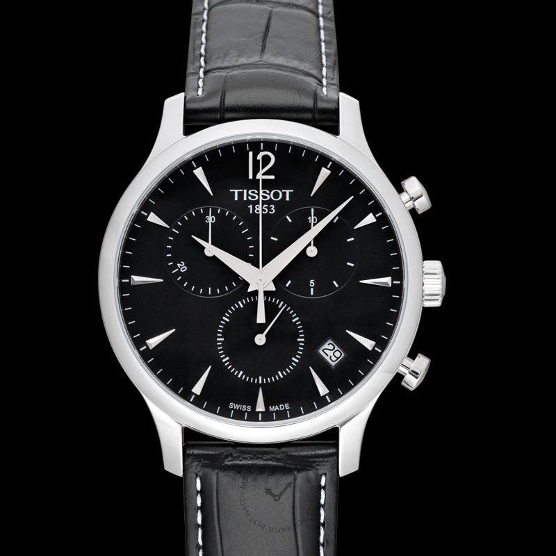 Tissot T Classic Tradition Black Dial Black Leather Strap Watch For Men - T063.617.16.057.00 Watches Tissot   