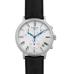 Tissot Carson Premium Chronograph White Dial Black Leather Strap Watch For Men - T122.417.16.033.00 Watches Tissot   