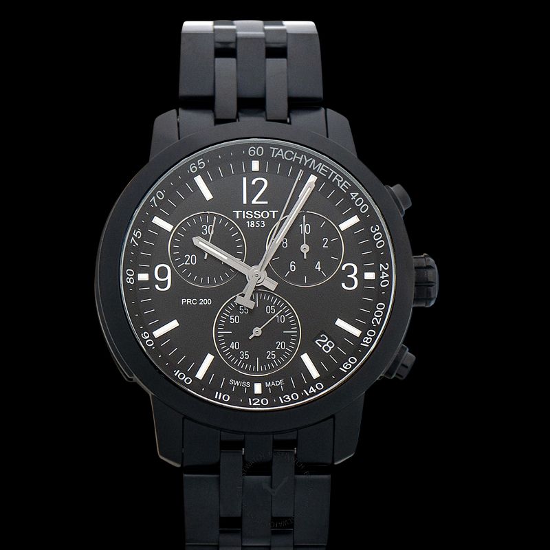 Tissot PRC 200 Chronograph Black Dial Black Stainless Steel Watch For Men - T114.417.33.057.00 Watches Tissot   