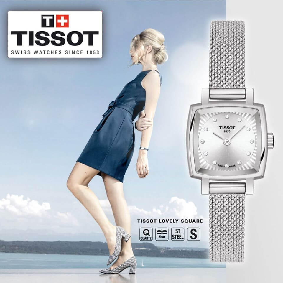 Tissot Lovely Square Silver Dial Silver Mesh Bracelet Watch For Women - T058.109.11.036.00 Watches Tissot   