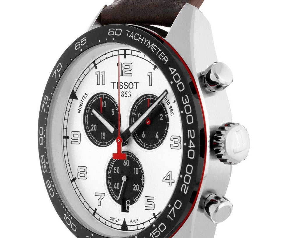 Tissot T Sport PRS 516 Chronograph Silver Dial Brown Leather Strap Watch for Men - T131.617.16.032.00 Watches Tissot   