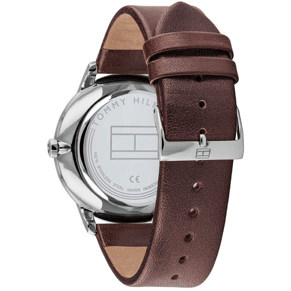 Tommy Hilfiger Hunter Blue Dial Brown Leather Strap Watch for Men - 1791605 Watches Tommy Hilfiger   