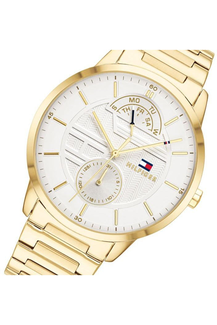 Tommy Hilfiger Hunter White Dial Gold Stainless Steel Strap Watch for Men - 1791609 Watches Tommy Hilfiger   