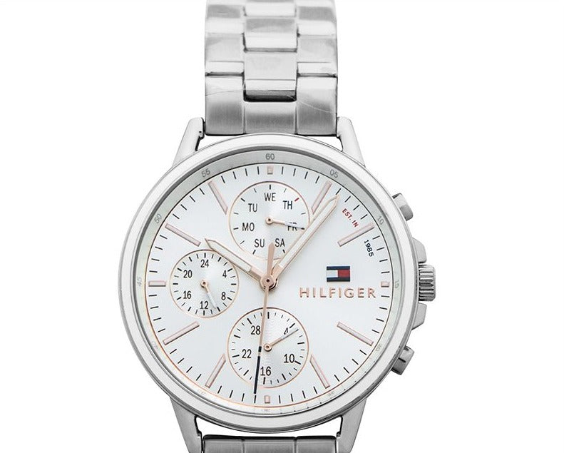 Tommy Hilfiger Carly White Dial Silver Stainless Steel Strap Watch for Women - 1781787 Watches Tommy Hilfiger   