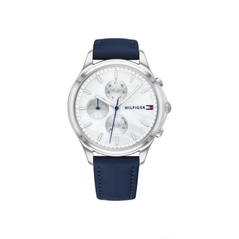 Tommy Hilfiger Carly Silver Dial Blue Leather Strap Watch for Women - 1781791 Watches Tommy Hilfiger   