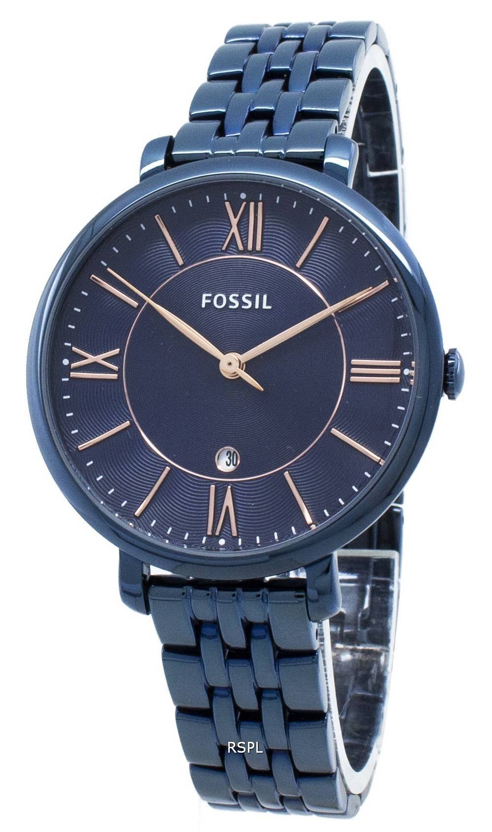 Fossil Jacqueline Blue Dial Blue Steel Strap Watch for Women - ES4094 Watches Fossil   