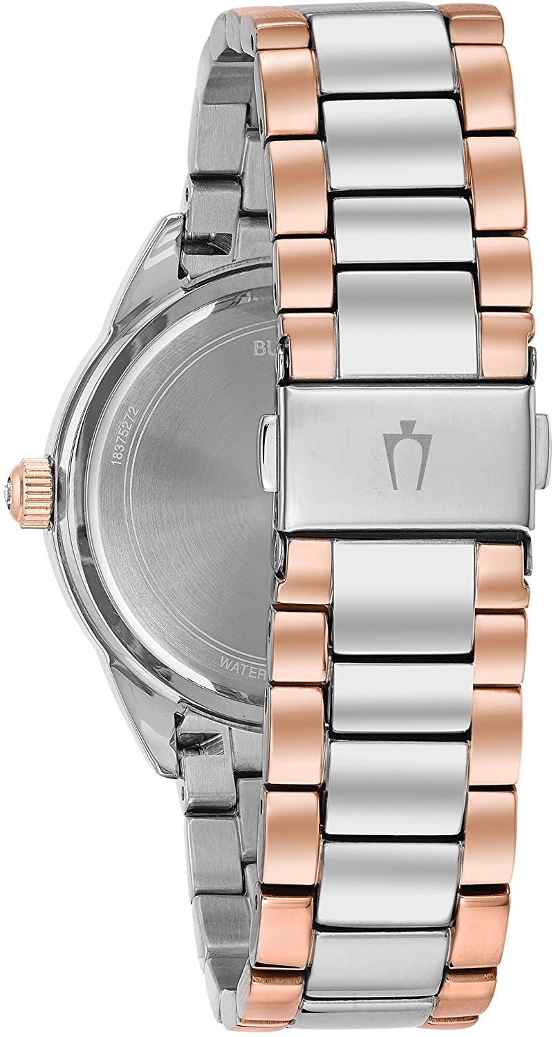 Bulova Crystal Collection Silver Dial Two Tone Steel Strap Watch for Women - 98N100 Watches Bulova   