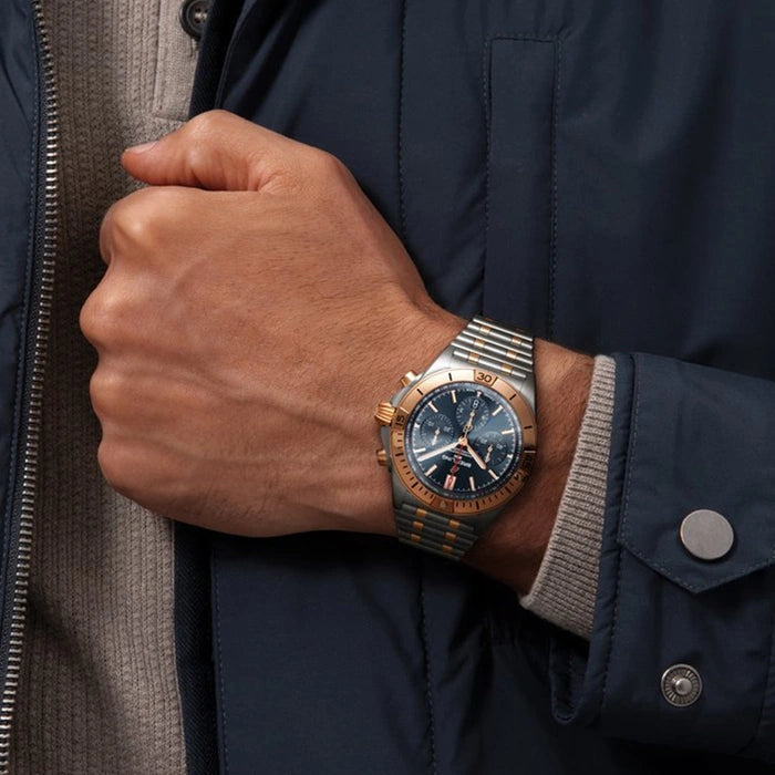 Breitling Chronomat B01 42mm Blue Dial Two Tone Steel Strap Watch for Men - UB0134101C1U1 Watches Breitling   