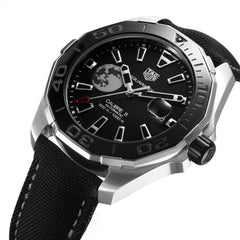 Tag Heuer Aquaracer Calibre 5 Black Moon Dial Black Fabric Strap Watch for Men - WAY201J.FC6370 Watches Tag Heuer   