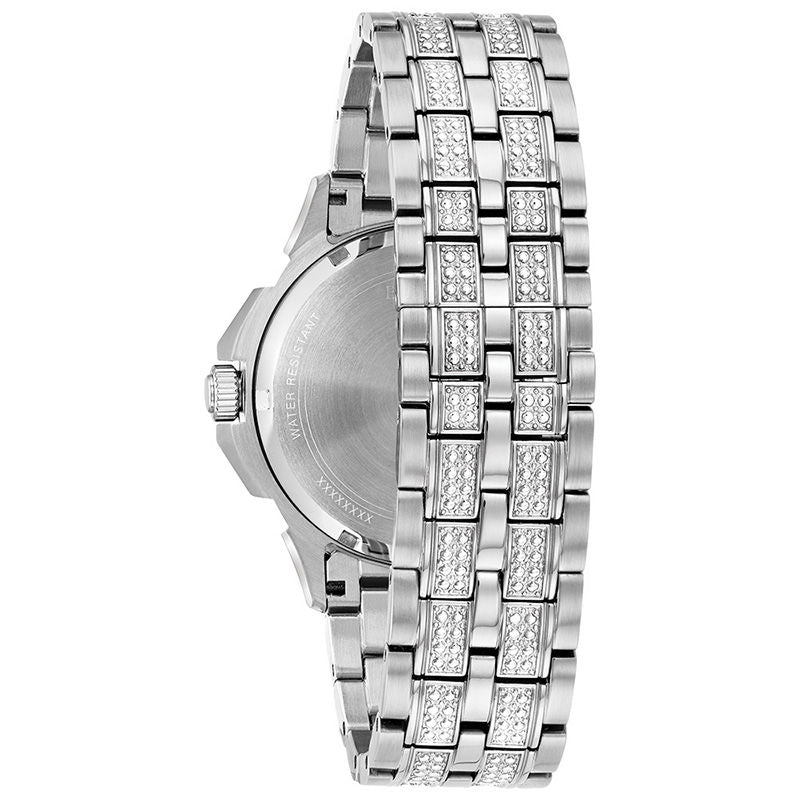 Bulova Crystal Collection Pave Silver Dial with Crystals Silver Steel Strap Watch for Men - 96C134 Watches Bulova   