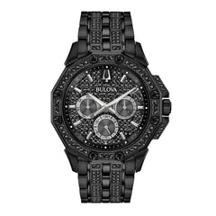 Bulova Octova Chronograph Black Crystal Dial Black Steel Strap Watch for Men - 98C134 Watches Bulova   