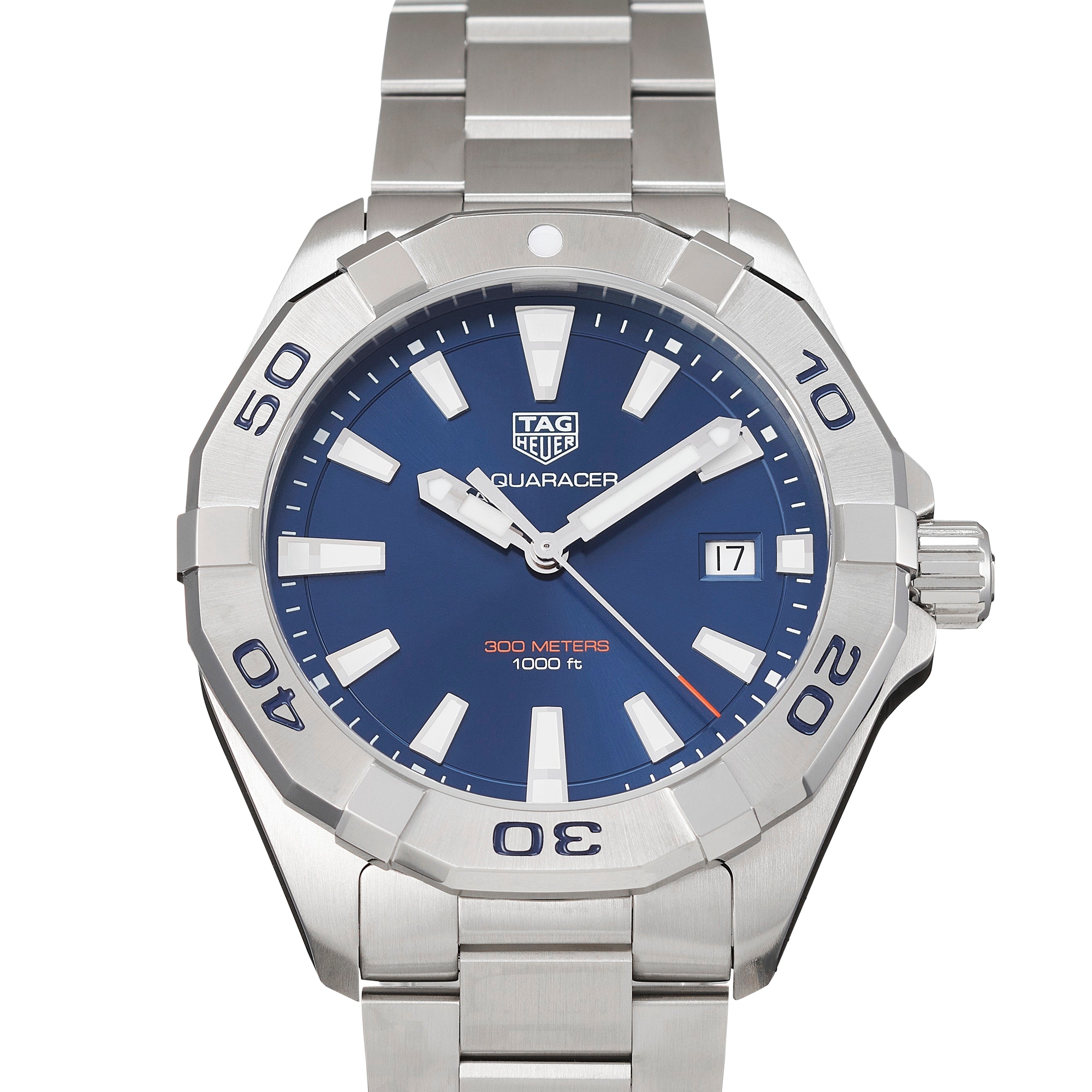 Tag Heuer Aquaracer Silver Stainless Steel Blue Dial Silver Steel Strap Watch for Men - WBD1112.BA0928 Watches Tag Heuer   