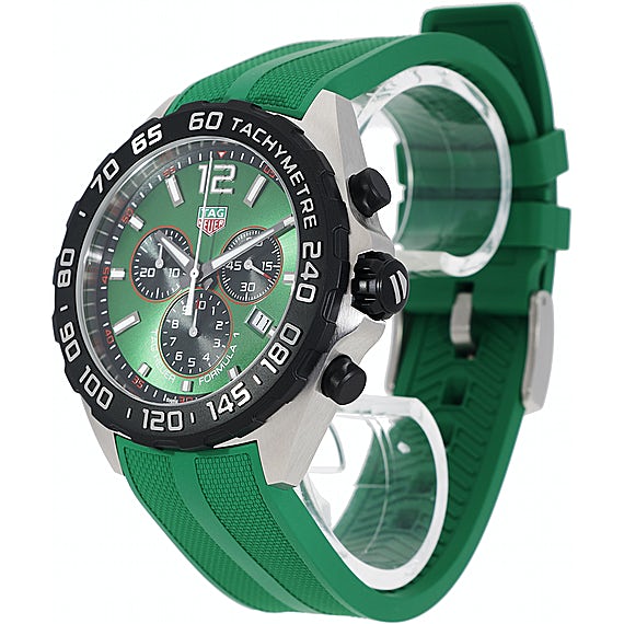 Tag Heuer Formula 1 Chronograph 41mm Green Dial Green Rubber Strap Watch for Men - CAZ101AP.FT8056 Watches Tag Heuer   