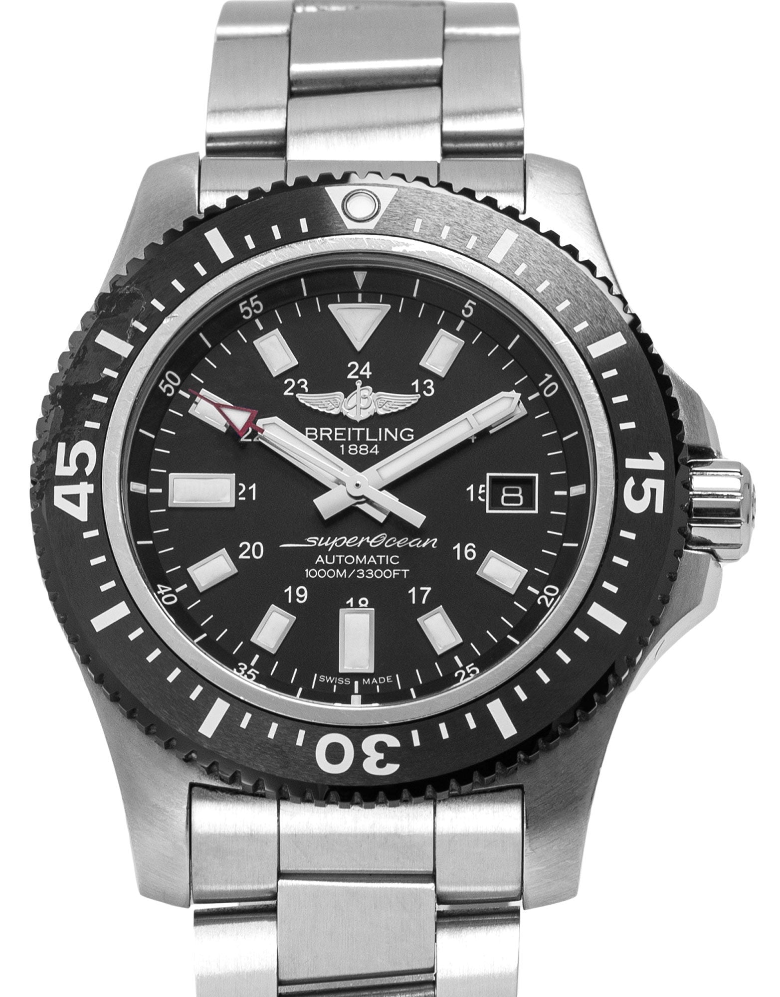 Breitling Superocean II Special 44mm Black Dial Silver Steel Strap Watch for Men - Y1739310/BF45/162A Watches Breitling   