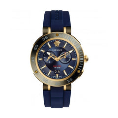 Versace V Extreme Chronograph Blue & Gold Tone Dial Blue Rubber Strap Watch for Men - VCN010017 Watches Versace   