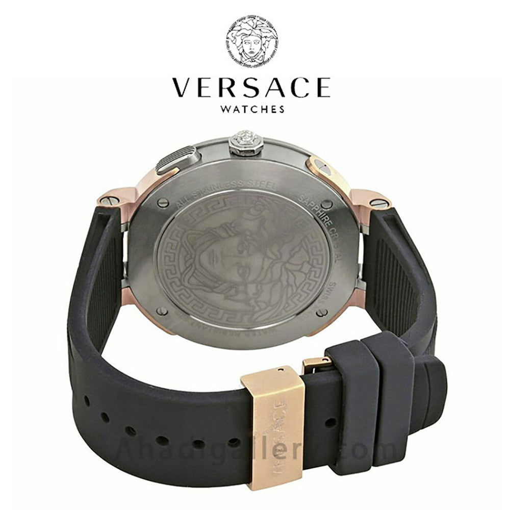 Versace V Extreme Chronograph Brown Tone Dial Black Rubber Strap Watch for Men - VCN030017 Watches Versace   