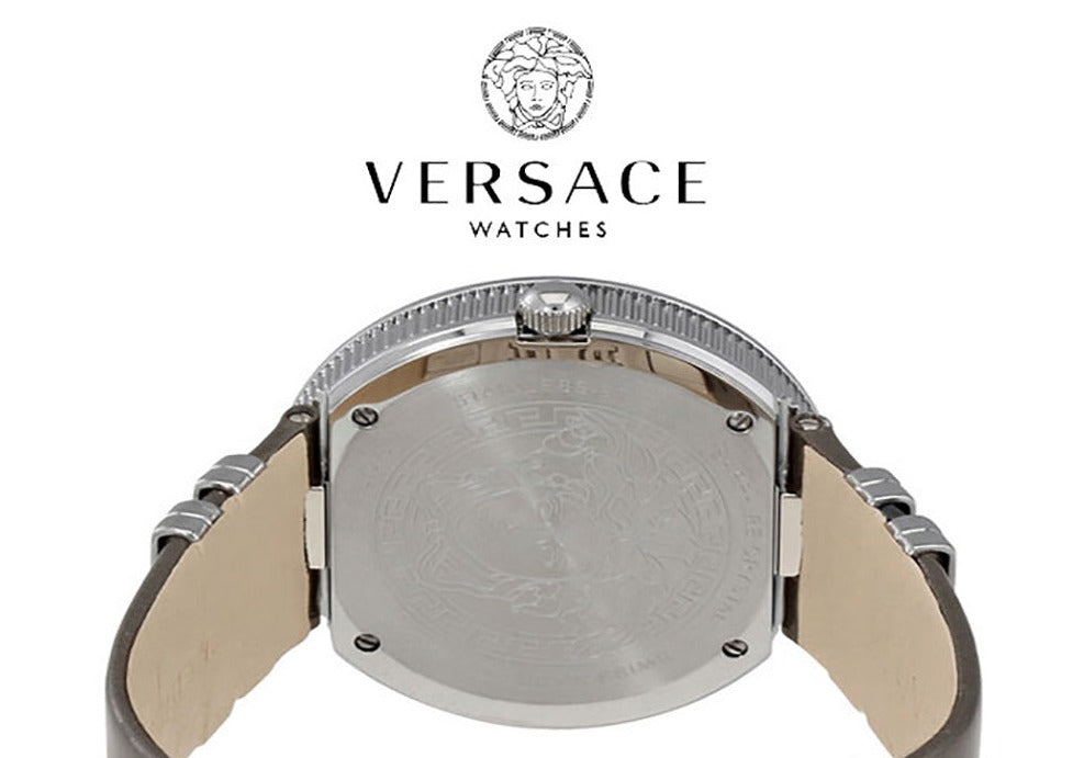 Versace V Metal Icon Silver Dial Silver & Grey Strap Watch for Women - VLC120016 Watches Versace   