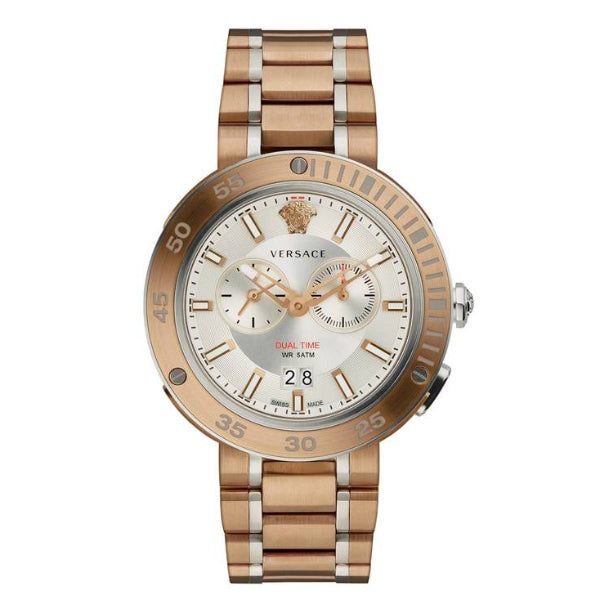 Versace V Extreme Chronograph White Dial Rose Gold Stainless Steel Watch for Women - VCN050017 Watches Versace   