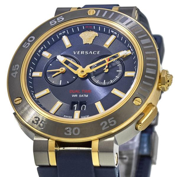 Versace V Extreme Chronograph Blue & Gold Tone Dial Blue Rubber Strap Watch for Men - VCN010017 Watches Versace   