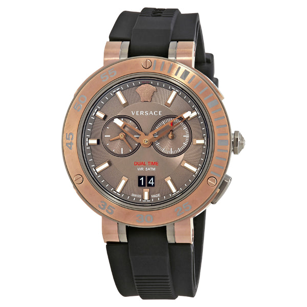 Versace V Extreme Chronograph Brown Tone Dial Black Rubber Strap Watch for Men - VCN030017 Watches Versace   