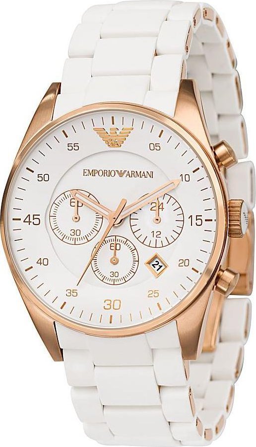 Emporio Armani Sportivo White Dial White Rubber Strap Watch For Men - AR5919 Watches Emporio Armani   