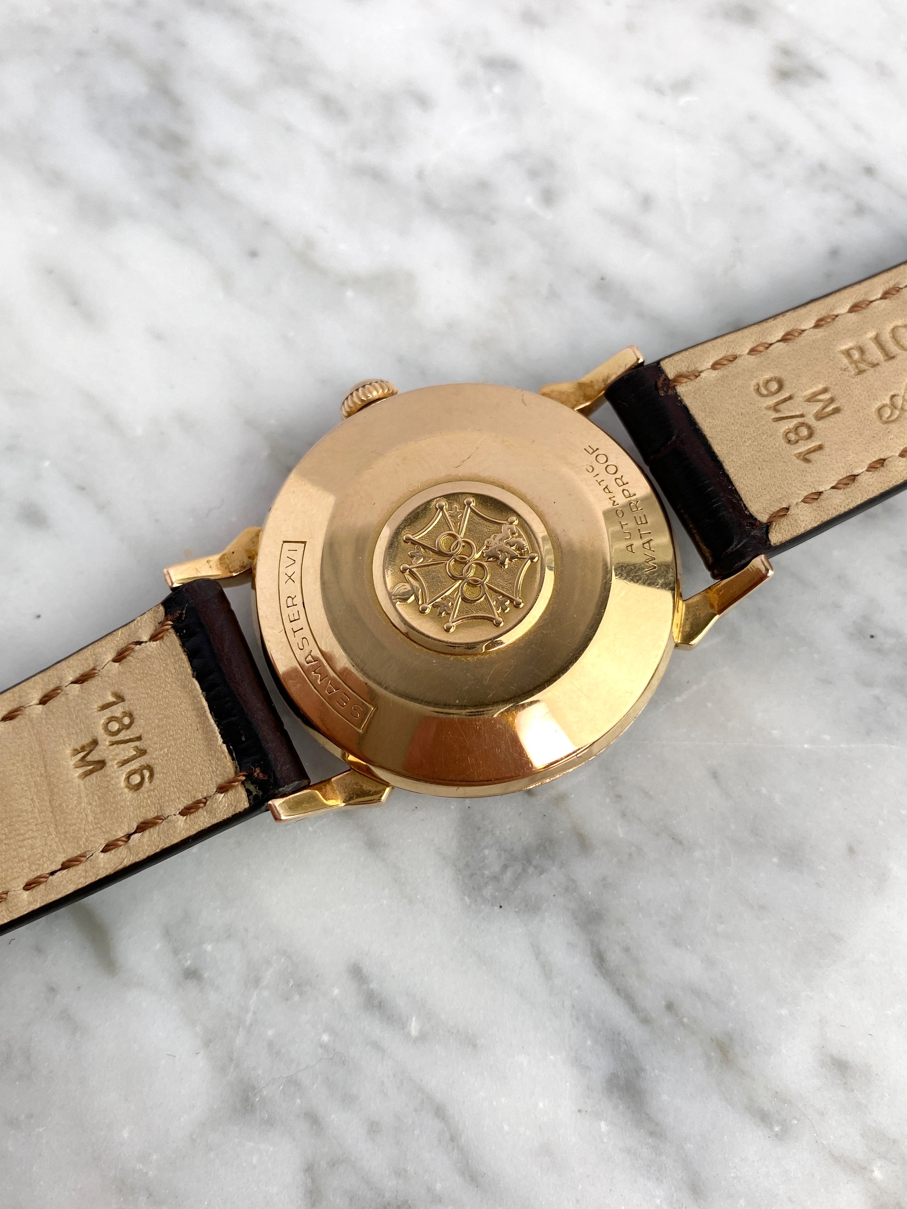 Versace V Metal Icon Gold Dial Brown Strap Watch for Women - VLC130016 Watches Versace   