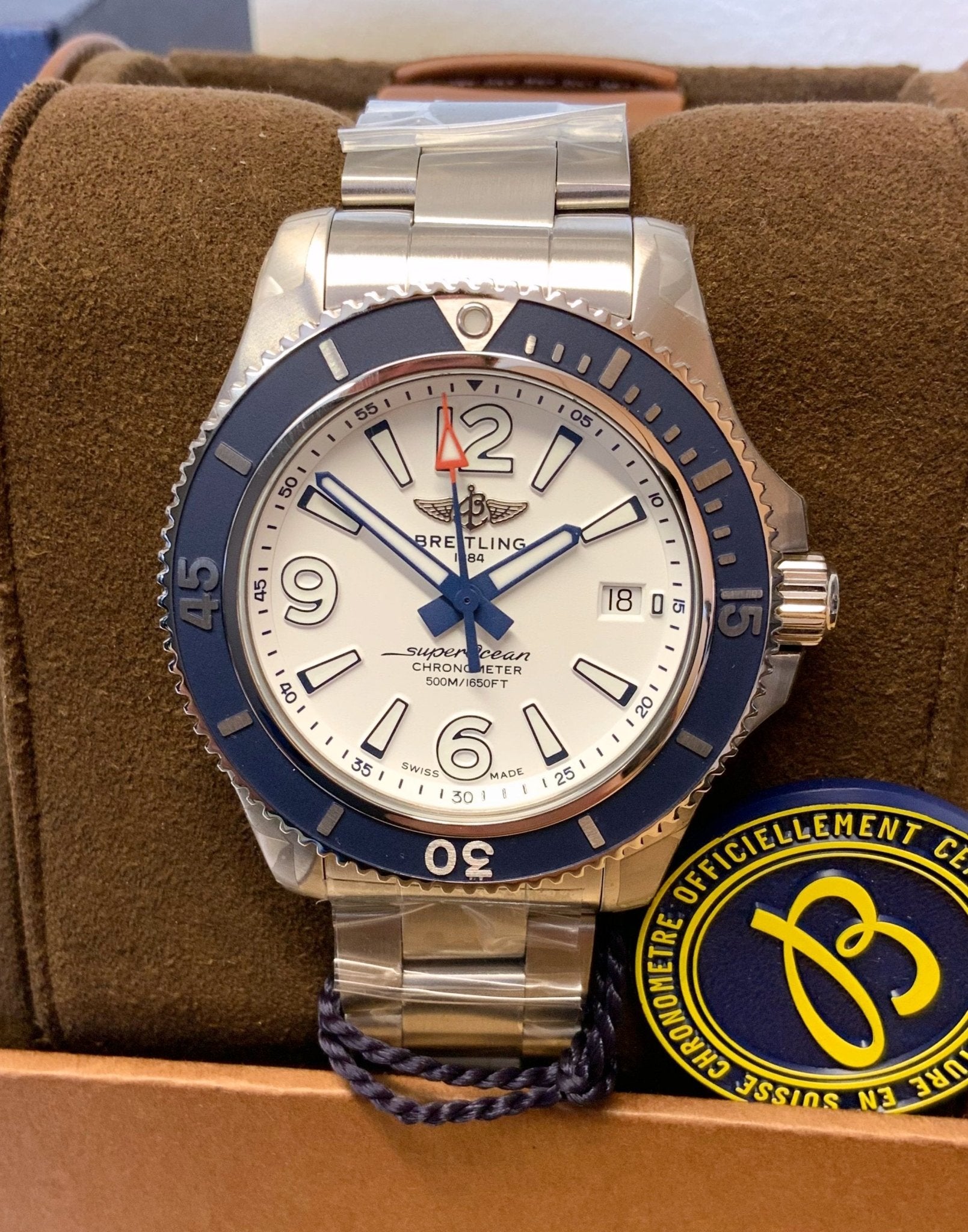 Breitling Superocean 42mm White Dial Silver Steel Strap Watch for Men - A17366D81A1A1 Watches Breitling   