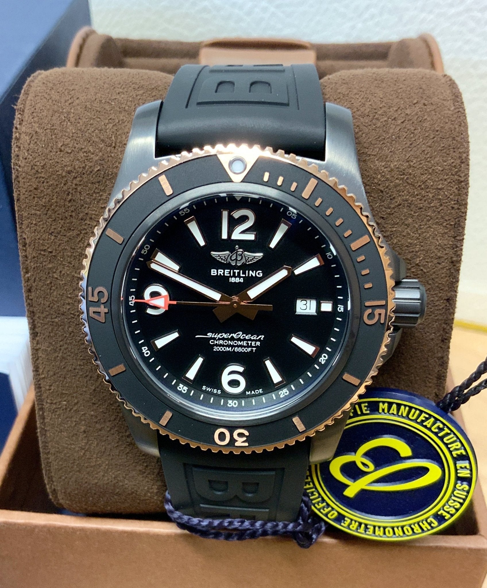 Breitling Superocean Automatic 46mm Black Dial Black Rubber Strap Watch for Men - U17368221B1S1 Watches Breitling   